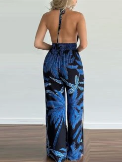 Women's Jumpsuit Backless High Waist Floral Halter Streetwear Street Cocktail Party Regular Fit Sleeveless Black Yellow Blue S M L Summer 13 Women's Jumpsuit Backless High Waist Floral Halter Streetwear Street Cocktail Party Regular Fit Sleeveless Black Yellow Blue S M L Summer -Cheap Plus Fit Dress Store bvuopk1678187307017