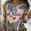 Women's Shirt Blouse Rainbow Portrait Button Print Long Sleeve Daily Weekend Streetwear Casual Shirt Collar Regular Fit Portrait Spring Fall