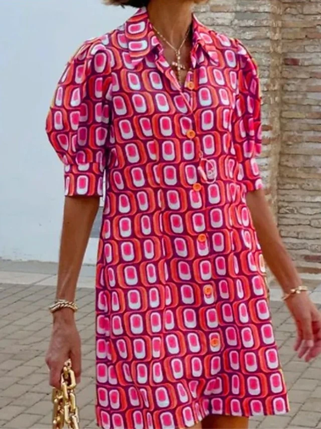 Women's Shirt Dress Casual Dress Shift Dress Midi Dress Outdoor Daily Vacation Polyester Classic Casual Shirt Collar Button Half Sleeve Summer Spring Fall 2023 Loose Fit Yellow Red Purple Plaid S M L 2 Women's Shirt Dress Casual Dress Shift Dress Midi Dress Outdoor Daily Vacation Polyester Classic Casual Shirt Collar Button Half Sleeve Summer Spring Fall 2023 Loose Fit Yellow Red Purple Plaid S M L - Image 2