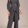 Women's Jumpsuit Solid Color Crew Neck Elegant Wedding Party Wide Leg Regular Fit Long Sleeve Navy Blue Dark Gray S M L All Seasons