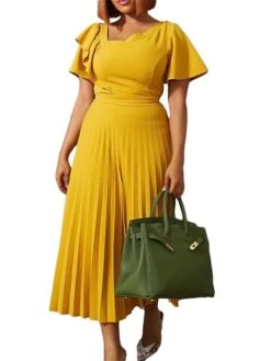 Women‘s Plus Size Curve Party Dress Solid Color V Neck Ruched Short Sleeve Fall Spring Work Prom Dress Maxi Long Dress Party Holiday Dress Ruffle -Cheap Plus Fit Dress Store bwxxzm1648636996274