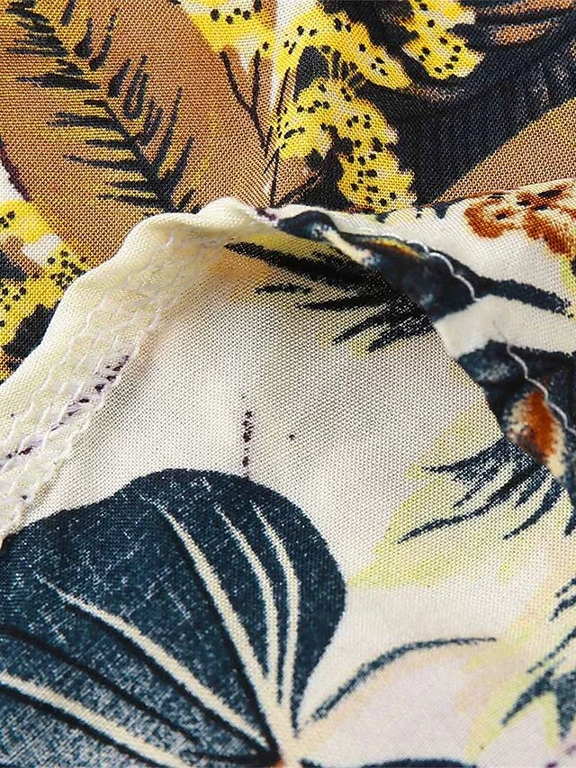 Women‘s Jumpsuit Tropical Floral Print Plunging Neck Flounce Sleeve Ruffle Hem Jumpsuit Overlay Wedding Party Casual 6 Women‘s Jumpsuit Tropical Floral Print Plunging Neck Flounce Sleeve Ruffle Hem Jumpsuit Overlay Wedding Party Casual - Image 6