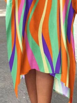 Women‘s Plus Size Curve Casual Dress Striped Crew Neck Long Sleeve Fall Winter Casual Midi Dress Daily Vacation Dress -Cheap Plus Fit Dress Store ccqkyn1662533130346