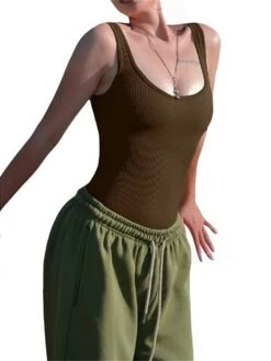 Women's Bodysuit Backless Solid Color U Neck Sexy Home Daily Regular Fit Sleeveless Black White Pink S M L Summer -Cheap Plus Fit Dress Store ccqmni1680600409340