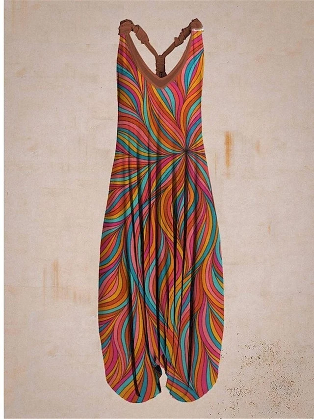 Women's Jumpsuit Backless Print Floral V Neck Casual Daily Vacation Regular Fit Sleeveless Blue Orange Green S M L Summer 1 Women's Jumpsuit Backless Print Floral V Neck Casual Daily Vacation Regular Fit Sleeveless Blue Orange Green S M L Summer