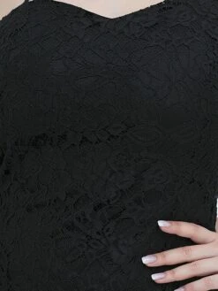 Women's Plus Size Prom Dress Party Dress Lace Dress Long Dress Maxi Dress Black Pink Wine Long Sleeve Pure Color Lace Spring Fall Winter Cold Shoulder Fashion Wedding Guest Birthday Evening Party 2023 -Cheap Plus Fit Dress Store cdwpea1693535470680