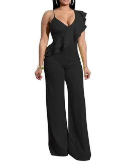 Women's Jumpsuit Ruffle Backless Solid Color One Shoulder Elegant Party Homecoming Wide Leg Regular Fit Sleeveless Wine Army Green White S M L Spring 37 Women's Jumpsuit Ruffle Backless Solid Color One Shoulder Elegant Party Homecoming Wide Leg Regular Fit Sleeveless Wine Army Green White S M L Spring -Cheap Plus Fit Dress Store cdzqrh1642503385881