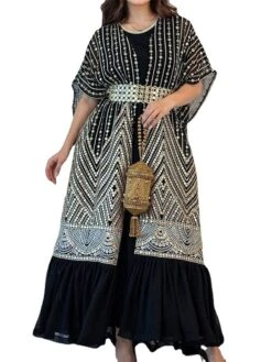 Women's Two Piece Dress Set Party Dress Sheath Dress Party Cocktail Party Fashion Party Lace Up Ruched Long Dress Maxi Dress Crew Neck Short Sleeve Print Loose Fit Black White Green Fall Winter S M L -Cheap Plus Fit Dress Store cgijye1696691499364