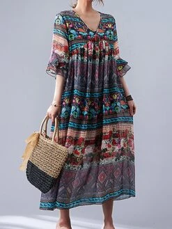 Women's Casual Dress Cotton Linen Dress Swing Dress Midi Dress Linen / Cotton Blend Fashion Classic Outdoor Daily Holiday V Neck Ruched Ruffle 3/4 Length Sleeve Fall Winter Autumn 2023 Loose Fit Blue 17 Women's Casual Dress Cotton Linen Dress Swing Dress Midi Dress Linen / Cotton Blend Fashion Classic Outdoor Daily Holiday V Neck Ruched Ruffle 3/4 Length Sleeve Fall Winter Autumn 2023 Loose Fit Blue -Cheap Plus Fit Dress Store chjnqw1693553155168