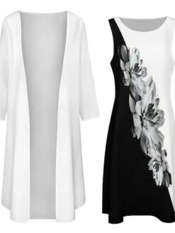 Women's Dress Set Two Piece Dress Long Dress Maxi Dress Black And White Long Sleeve Color Block Print Summer Spring Crew Neck Vacation Winter Dress Fall Dress Loose Fit 2023 S M L XL XXL 3XL 4XL 5XL 9 Women's Dress Set Two Piece Dress Long Dress Maxi Dress Black And White Long Sleeve Color Block Print Summer Spring Crew Neck Vacation Winter Dress Fall Dress Loose Fit 2023 S M L XL XXL 3XL 4XL 5XL -Cheap Plus Fit Dress Store ckcynb1663572161474