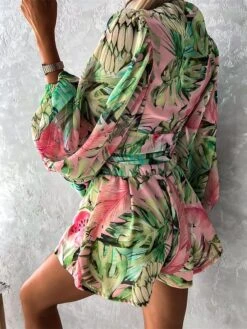 Women's Romper Print Floral V Neck Streetwear Street Going Out Regular Fit Long Sleeve Pink Red Blue S M L Summer 20 Women's Romper Print Floral V Neck Streetwear Street Going Out Regular Fit Long Sleeve Pink Red Blue S M L Summer -Cheap Plus Fit Dress Store ckjygn1681877073213