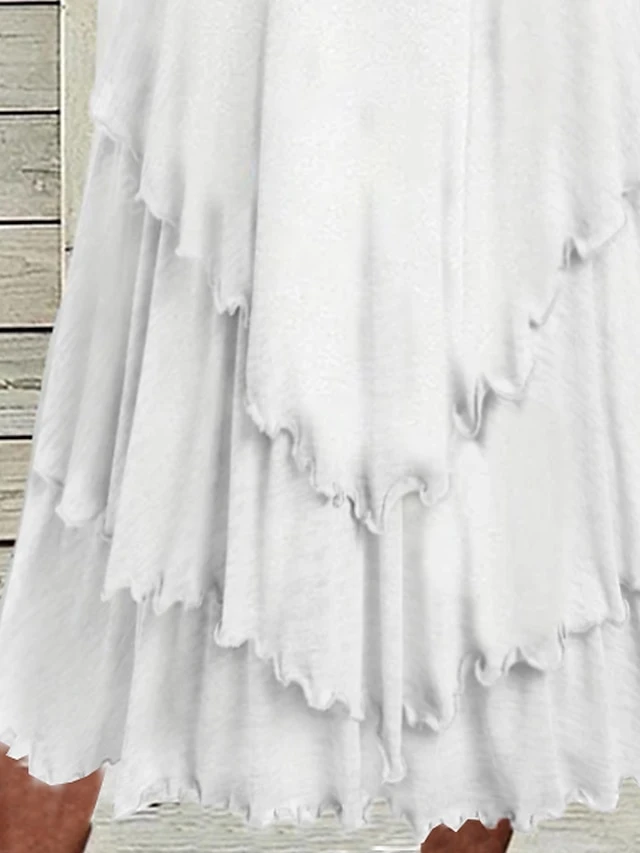 Women's Casual Dress Cotton Linen Dress Swing Dress Midi Dress Cotton Blend Basic Modern Outdoor Daily Crew Neck Pocket Layered Half Sleeve Summer Spring Fall 2023 Regular Fit White Plain S M L XL 2XL 3 Women's Casual Dress Cotton Linen Dress Swing Dress Midi Dress Cotton Blend Basic Modern Outdoor Daily Crew Neck Pocket Layered Half Sleeve Summer Spring Fall 2023 Regular Fit White Plain S M L XL 2XL - Image 3