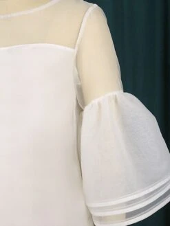 Women's Plus Size Curve Party Dress Cocktail Dress White Dress Plain Mini Dress 3/4 Length Sleeve Mesh Crew Neck Fashion Party White Fall Winter XL XXL 3XL 4XL -Cheap Plus Fit Dress Store cmevtg1694425968323