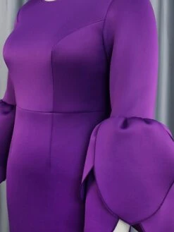 Women's Plus Size Curve Party Dress Cocktail Dress Work Dress Plain Midi Dress Long Sleeve Crew Neck Fashion Party Purple Fall Winter XL XXL 3XL 4XL -Cheap Plus Fit Dress Store cmhnee1694151481796
