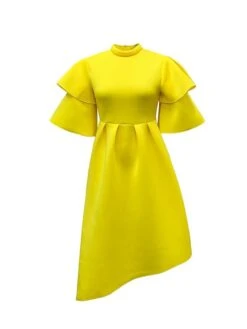 Women‘s Plus Size Curve Party Dress Solid Color Crew Neck Half Sleeve Spring Fall Elegant Modern Maxi Long Dress Formal Party Dress -Cheap Plus Fit Dress Store cmhpyz1669704986563