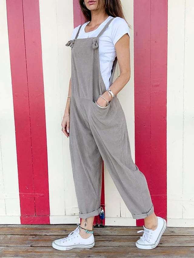 Women's Overall Utility Patch Pocket Solid Color Square Neck Streetwear Street Daily Regular Fit Sleeveless Pink Army Green Blue S M L Summer Fall 11 Women's Overall Utility Patch Pocket Solid Color Square Neck Streetwear Street Daily Regular Fit Sleeveless Pink Army Green Blue S M L Summer Fall - Image 11