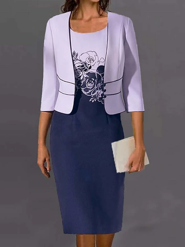 Women's Dress Set Two Piece Dress Floral Dress Midi Dress Purple 3/4 Length Sleeve Print Print Winter Fall Autumn Crew Neck Fashion Party Daily Wedding Guest 2023 S M L XL XXL 3XL 1 Women's Dress Set Two Piece Dress Floral Dress Midi Dress Purple 3/4 Length Sleeve Print Print Winter Fall Autumn Crew Neck Fashion Party Daily Wedding Guest 2023 S M L XL XXL 3XL