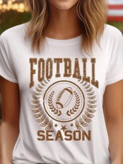 Women's T Shirt Tee Black White Letter Football Baseball Print Short Sleeve Daily Weekend Basic Round Neck Football Mom Regular Fit Painting