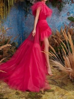 Women's Two Piece Dress Set Party Dress Sheath Dress Party Wedding Guest Fashion Party Ruched Ruffle Mini Dress One Shoulder Short Sleeve Plain Regular Fit Fuchsia Fall Winter S M L XL -Cheap Plus Fit Dress Store crbakr1696239242882