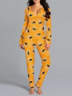 Women's Jumpsuit Halloween Pumpkin High Waist Print Animal V Neck Active Sport Daily Regular Fit Long Sleeve Black White Yellow S M L Summer 37 Women's Jumpsuit Halloween Pumpkin High Waist Print Animal V Neck Active Sport Daily Regular Fit Long Sleeve Black White Yellow S M L Summer -Cheap Plus Fit Dress Store crcgju1690352971476