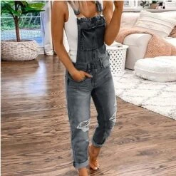 Women's Pants Trousers Jumpsuit Rompers Denim Blue Dark Blue Gray Mid Waist Fashion Casual Weekend Side Pockets Cut Out Micro-elastic Full Length Comfort Plain S M L XL XXL 5 Women's Pants Trousers Jumpsuit Rompers Denim Blue Dark Blue Gray Mid Waist Fashion Casual Weekend Side Pockets Cut Out Micro-elastic Full Length Comfort Plain S M L XL XXL -Cheap Plus Fit Dress Store crcsqj1661145511928