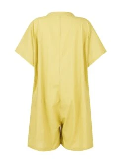 Women's Romper Button Solid Color Crew Neck Basic Street Daily Regular Fit Short Sleeve Black White Yellow S M L Summer 23 Women's Romper Button Solid Color Crew Neck Basic Street Daily Regular Fit Short Sleeve Black White Yellow S M L Summer -Cheap Plus Fit Dress Store crfedl1680576823463