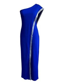 Women's Jumpsuit Patchwork High Waist Solid Color One Shoulder Streetwear Xmas Wedding Party Christmas Regular Fit Sleeveless White Red Blue S M L Fall -Cheap Plus Fit Dress Store crlfrg1692616018107