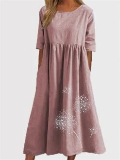 Women's Casual Dress Cotton Linen Dress Swing Dress Midi Dress Cotton Blend Basic Casual Outdoor Daily Vacation Crew Neck Ruched Pocket Half Sleeve Summer Spring Fall 2023 Loose Fit ArmyGreen Black 12 Women's Casual Dress Cotton Linen Dress Swing Dress Midi Dress Cotton Blend Basic Casual Outdoor Daily Vacation Crew Neck Ruched Pocket Half Sleeve Summer Spring Fall 2023 Loose Fit ArmyGreen Black -Cheap Plus Fit Dress Store csjpwi1678263980854