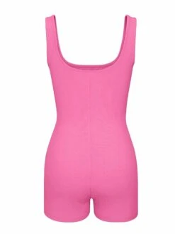 Women's Romper Backless High Waist Solid Color U Neck Sexy Street Sport Regular Fit Sleeveless Pink S M L Summer -Cheap Plus Fit Dress Store cvahwo1680072310639