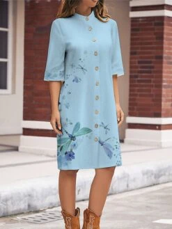 Women's Shirt Dress Casual Dress Cotton Linen Dress Midi Dress Polyester Fashion Casual Daily Outdoor Daily Vacation Shirt Collar Button Print Long Sleeve Spring Fall Winter 2023 Loose Fit White -Cheap Plus Fit Dress Store cvjtnx1697189425307