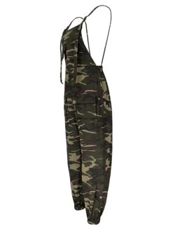 Women's Jumpsuit Pocket Print Camo / Camouflage Square Neck Streetwear Street Daily Regular Fit Sleeveless Army Green S M L Fall -Cheap Plus Fit Dress Store cvqdpc1695368257651