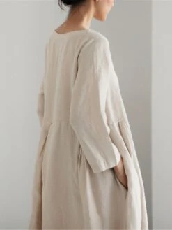 Women's Cotton Linen Dress Casual Dress Swing Dress Maxi Long Dress Cotton Blend Basic Classic Outdoor Daily Crew Neck Pocket Smocked Long Sleeve Summer Spring Fall 2023 Loose Fit Black Yellow Green 38 Women's Cotton Linen Dress Casual Dress Swing Dress Maxi Long Dress Cotton Blend Basic Classic Outdoor Daily Crew Neck Pocket Smocked Long Sleeve Summer Spring Fall 2023 Loose Fit Black Yellow Green -Cheap Plus Fit Dress Store cwetgo1673850089351