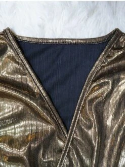 Women's Jumpsuit High Christmas Waist Solid Color V Neck Streetwear Party Xmas Street Regular Fit Long Sleeve Gold Green S M L Fall -Cheap Plus Fit Dress Store cwqzzo1695281846948