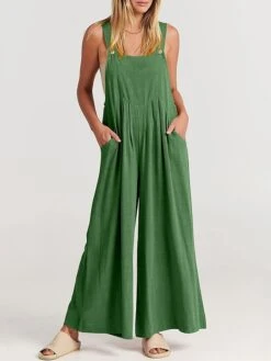 Women's Jumpsuit Pocket Solid Color Square Neck Streetwear Street Daily Regular Fit Sleeveless Yellow Pink Navy Blue S M L Summer -Cheap Plus Fit Dress Store cwzwzi1679468947411