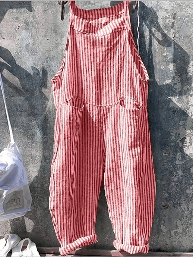 Women's Overall Pocket Print Plaid V Neck Streetwear Street Daily Regular Fit Sleeveless Black White Yellow S M L Summer 3 Women's Overall Pocket Print Plaid V Neck Streetwear Street Daily Regular Fit Sleeveless Black White Yellow S M L Summer - Image 3