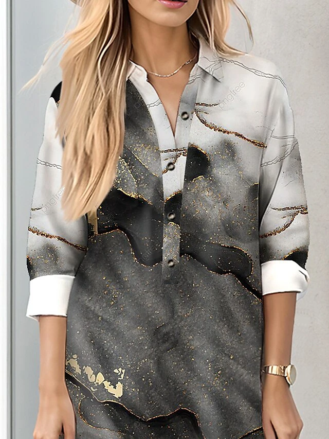 Women's Shirt Dress Casual Dress Cotton Linen Dress Midi Dress Polyester Fashion Casual Daily Outdoor Daily Vacation Shirt Collar Button Print 3/4 Length Sleeve Spring Fall Winter 2023 Loose Fit Gray 2 Women's Shirt Dress Casual Dress Cotton Linen Dress Midi Dress Polyester Fashion Casual Daily Outdoor Daily Vacation Shirt Collar Button Print 3/4 Length Sleeve Spring Fall Winter 2023 Loose Fit Gray - Image 2