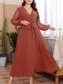 Women's Plus Size Prom Dress Party Dress Wedding Guest Dress Long Dress Maxi Dress Red Long Sleeve Pure Color Lace Up Fall Winter Autumn V Neck Fashion Winter Dress Evening Party Wedding Guest 2023 L -Cheap Plus Fit Dress Store cyagdx1693535319002