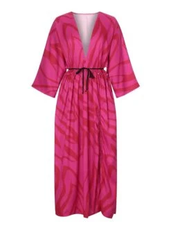 Women's Plus Size Curve Casual Dress Swing Dress Leopard Maxi Long Dress Long Sleeve High Split Shirt Collar Fashion Holiday Light Pink Pink Summer Spring L XL XXL 3XL -Cheap Plus Fit Dress Store cyzmtp1679652118191