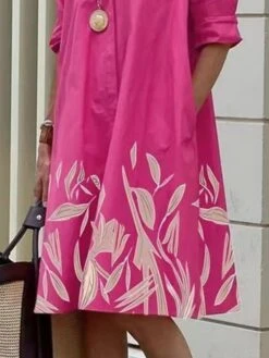 Women's Shirt Dress Casual Dress Maxi Long Dress Office Daily Date Polyester Fashion Modern Shirt Collar Patchwork Print 3/4 Length Sleeve Summer Spring Fall 2023 Regular Fit Pink Orange Leaf Color 9 Women's Shirt Dress Casual Dress Maxi Long Dress Office Daily Date Polyester Fashion Modern Shirt Collar Patchwork Print 3/4 Length Sleeve Summer Spring Fall 2023 Regular Fit Pink Orange Leaf Color -Cheap Plus Fit Dress Store dciwkp1682675589339