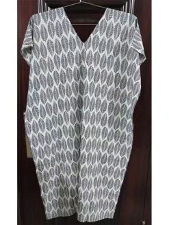 Women's Casual Dress Cotton Linen Dress A Line Dress Maxi Long Dress Polyester Fashion Casual Outdoor Daily Vacation V Neck Print 3/4 Length Sleeve Spring Fall Winter 2023 Loose Fit White Leaf -Cheap Plus Fit Dress Store dcsrnv1692266335933