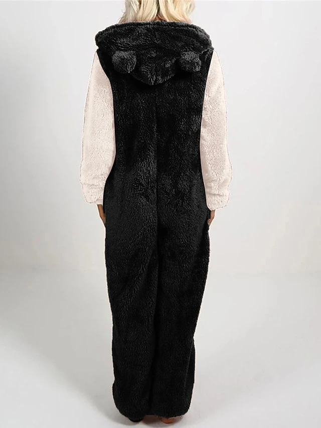 Women‘s Jumpsuit Patchwork Color Block Hooded Pink Fall Winter Streetwear Home Daily Loose Fit Long Sleeve Black White S M L 10 Women‘s Jumpsuit Patchwork Color Block Hooded Pink Fall Winter Streetwear Home Daily Loose Fit Long Sleeve Black White S M L - Image 10