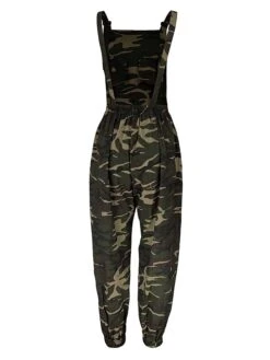Women's Jumpsuit Pocket Print Camo / Camouflage Square Neck Streetwear Street Daily Regular Fit Sleeveless Army Green S M L Fall -Cheap Plus Fit Dress Store ddltsu1695368258542