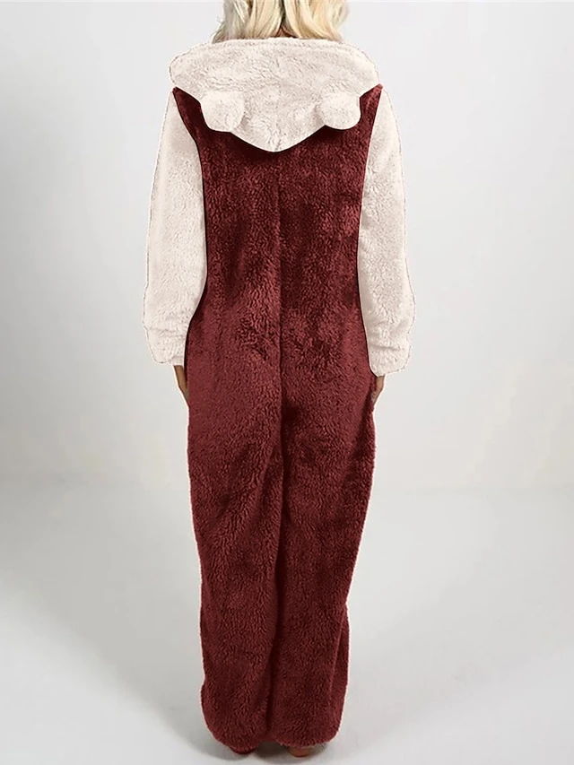 Women‘s Jumpsuit Patchwork Color Block Hooded Pink Fall Winter Streetwear Home Daily Loose Fit Long Sleeve Black White S M L 6 Women‘s Jumpsuit Patchwork Color Block Hooded Pink Fall Winter Streetwear Home Daily Loose Fit Long Sleeve Black White S M L - Image 6