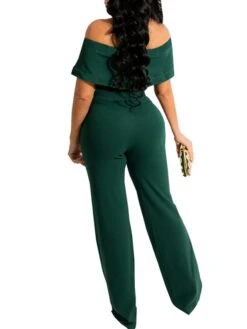 Women's Jumpsuit High Waist Solid Color Off Shoulder Streetwear Party Work Regular Fit Short Sleeve Green Purple Wine S M L Spring 19 Women's Jumpsuit High Waist Solid Color Off Shoulder Streetwear Party Work Regular Fit Short Sleeve Green Purple Wine S M L Spring -Cheap Plus Fit Dress Store dfaobs1655979025241