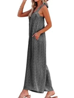 Women's Overall Pocket Print Polka Dot Square Neck Boho Street Daily Regular Fit Sleeveless Pink Khaki Light Blue S M L Spring