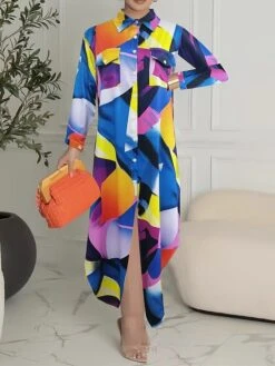 Women's Shirt Dress Casual Dress Maxi Long Dress Outdoor Daily Date Polyester Fashion Hot Shirt Collar Button Pocket Long Sleeve Summer Spring Fall 2023 Regular Fit Black White Yellow Geometric Color 11 Women's Shirt Dress Casual Dress Maxi Long Dress Outdoor Daily Date Polyester Fashion Hot Shirt Collar Button Pocket Long Sleeve Summer Spring Fall 2023 Regular Fit Black White Yellow Geometric Color -Cheap Plus Fit Dress Store dhfkkg1689054937906
