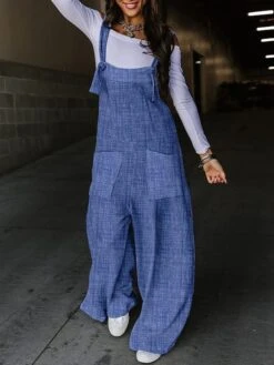 Women's Overall Print Solid Color Square Neck Casual Street Wide Leg Regular Fit Strap Black White Army Green S M L Fall -Cheap Plus Fit Dress Store dhmgho1691644302624