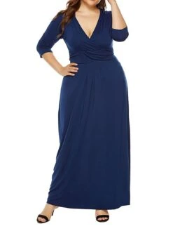 Women's Plus Size Curve Party Dress Swing Dress Formal Dress Plain Long Dress Maxi Dress 3/4 Length Sleeve Ruched Crew Neck Fashion Party Black Wine Fall Winter L XL XXL 3XL 32 Women's Plus Size Curve Party Dress Swing Dress Formal Dress Plain Long Dress Maxi Dress 3/4 Length Sleeve Ruched Crew Neck Fashion Party Black Wine Fall Winter L XL XXL 3XL -Cheap Plus Fit Dress Store djaxcm1694151477950