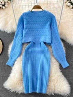 Women's Two Piece Dress Set Casual Dress Sheath Dress Outdoor Daily Fashion Streetwear Ruched Midi Dress Crew Neck Long Sleeve Plain Loose Fit Black White Wine Fall Winter One-Size 26 Women's Two Piece Dress Set Casual Dress Sheath Dress Outdoor Daily Fashion Streetwear Ruched Midi Dress Crew Neck Long Sleeve Plain Loose Fit Black White Wine Fall Winter One-Size -Cheap Plus Fit Dress Store dldrrc1694057144591