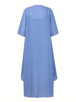 Women's Two Piece Dress Set Casual Dress Swing Dress Daily Date Fashion Streetwear Print Midi Dress Strap 3/4 Length Sleeve Floral Loose Fit Blue Green Fall Winter S M L XL XXL -Cheap Plus Fit Dress Store dmmprw1693805458049